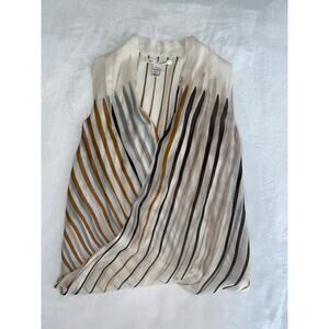 NWOT $398 Diane von Furstenberg sheer striped silk sleeveless blouse size 8
